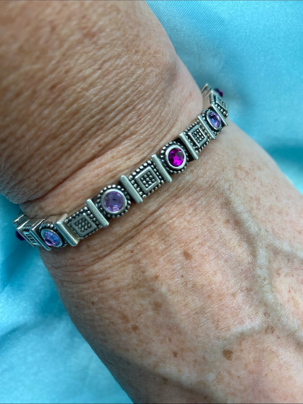 Napier Silver Tone Bracelet with Light and Deep Purple Stones